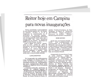 Reitor hoje em Campina para novas inaugurações